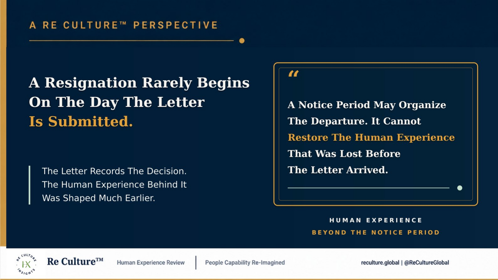 Re Culture™ X Perspective Card 11 On The Human Experience That Precedes Resignation