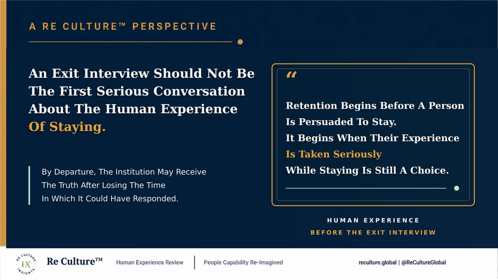 Re Culture™ X Perspective Card 12 On Exit Interviews And The Human Experience Of Staying