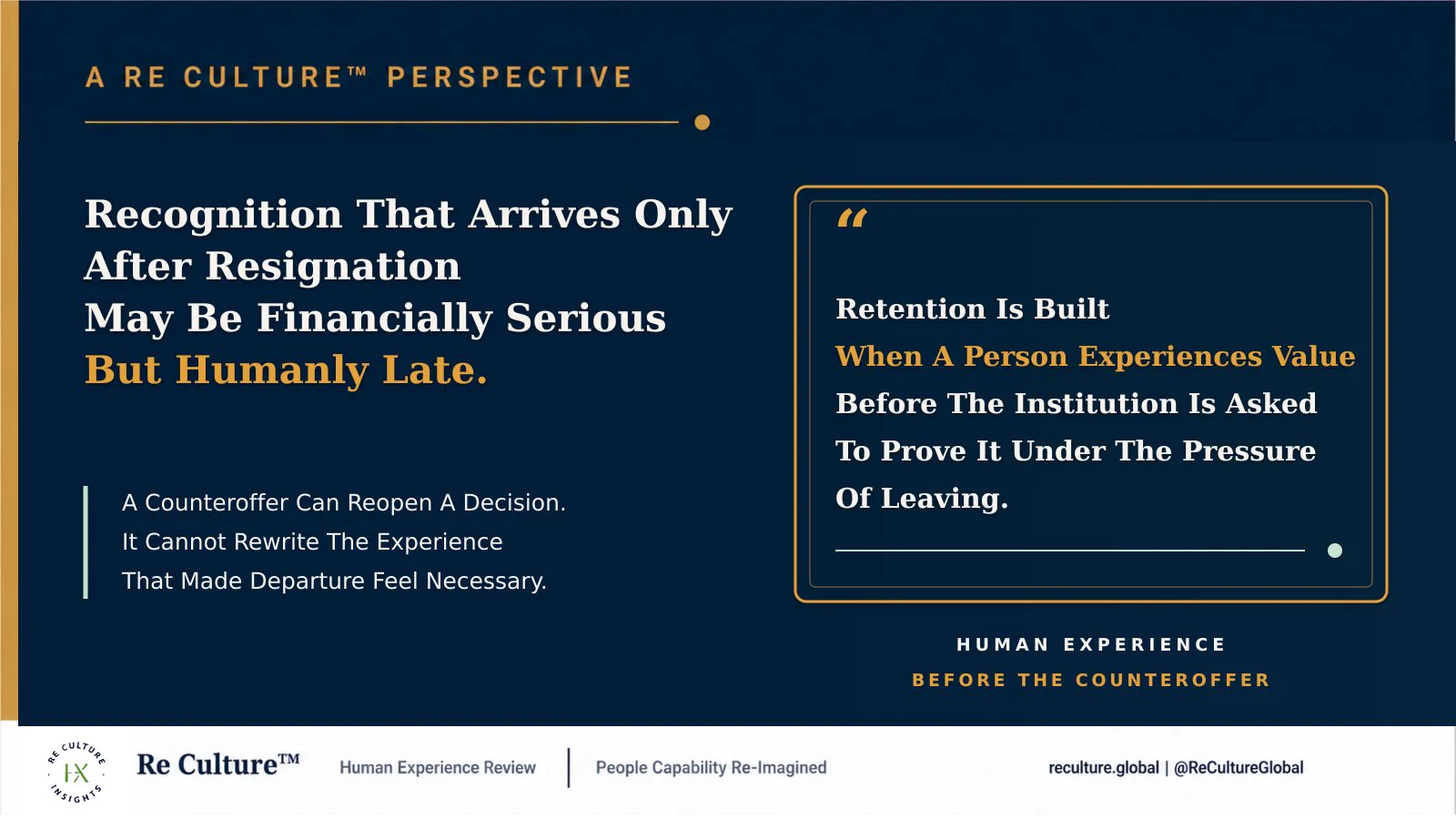 Re Culture™ X Perspective Card 13 On Recognition That Arrives After Resignation