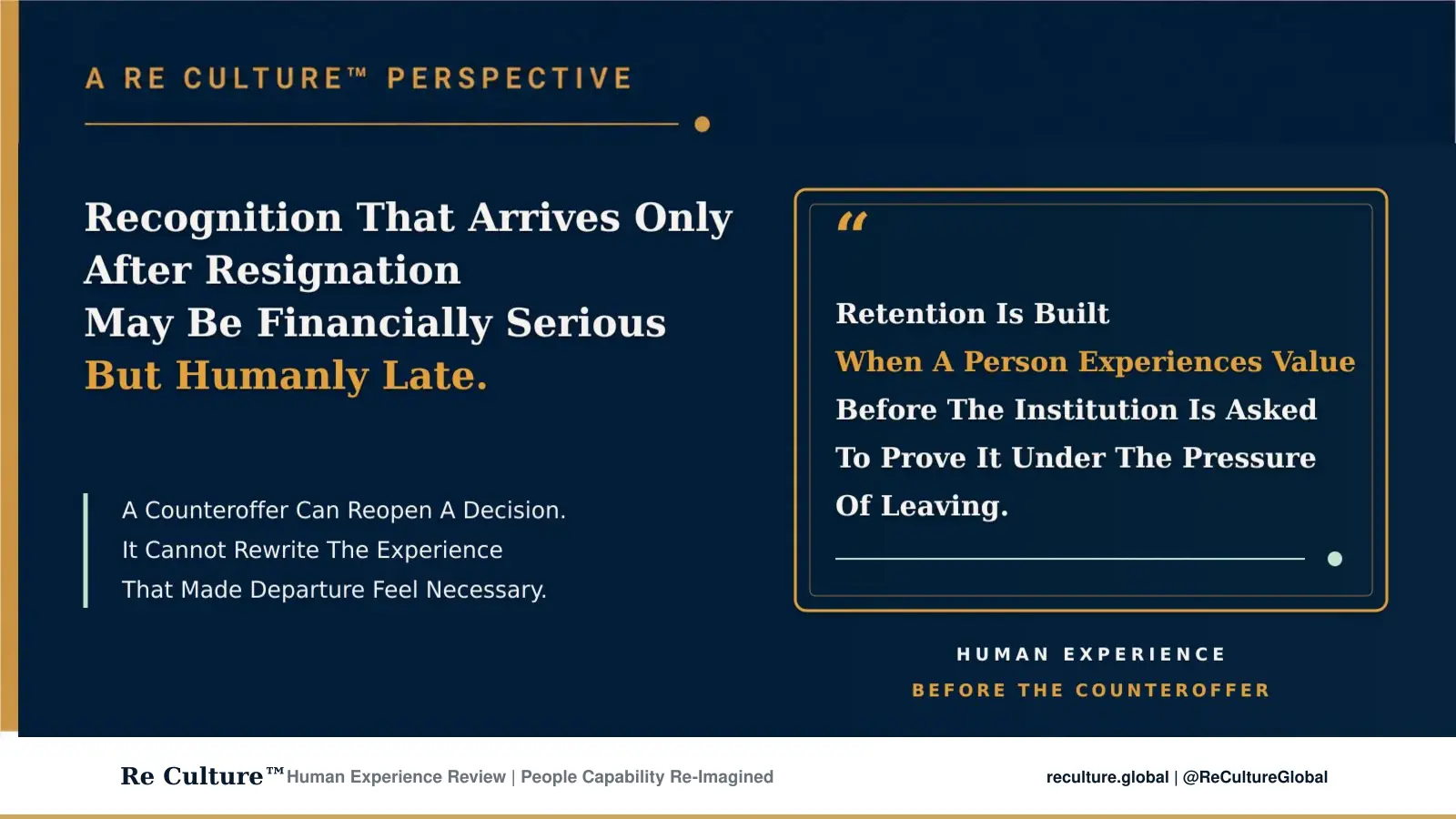 Recognition That Arrives Only After Resignation May Be Financially Serious But Humanly Late.
