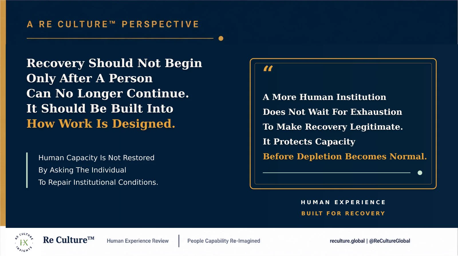 Recovery Should Not Begin Only After A Person Can No Longer Continue. It Should Be Built Into How Work Is Designed.