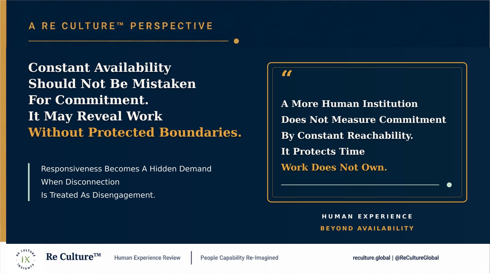 Constant Availability Should Not Be Mistaken For Commitment. It May Reveal Work Without Protected Boundaries.