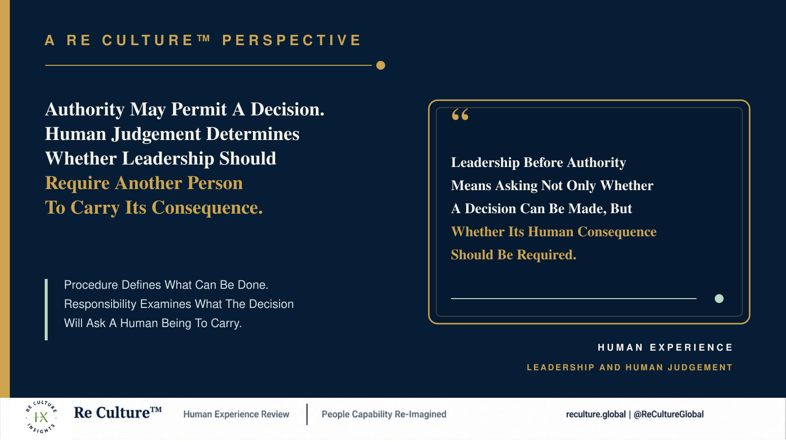Re Culture™ X Perspective Card 21 On Authority, Consequence, And Responsibility